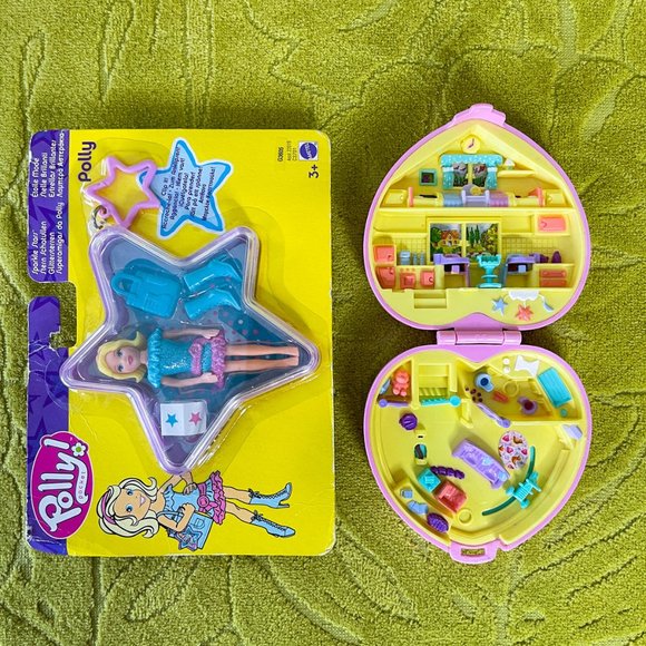 Mattel Polly Pocket Sparkle Stars 2003 NEW Bluebird Pink Heart Compact 1994 VTG - Picture 5 of 11